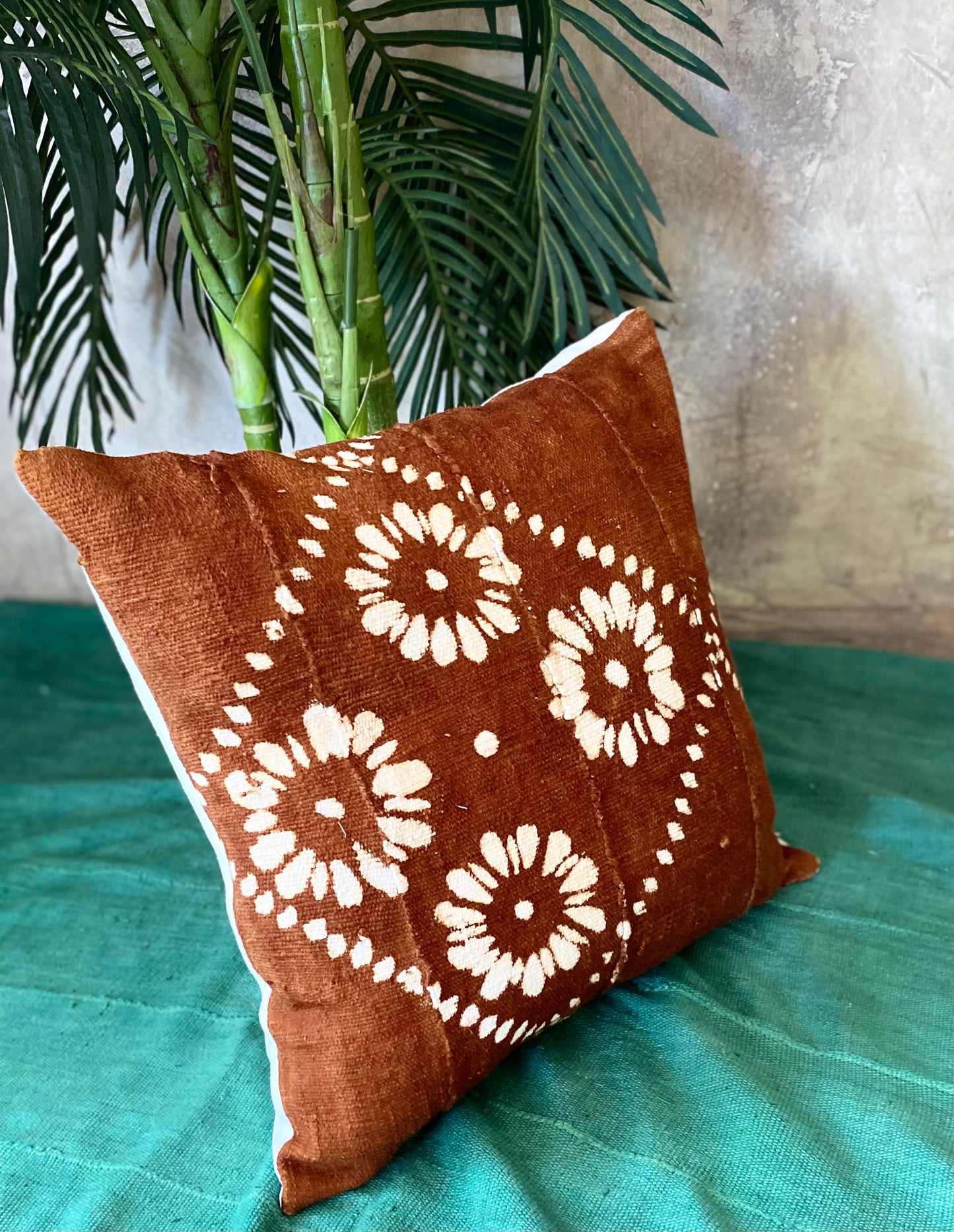 White Flower On Rust Pillowcase