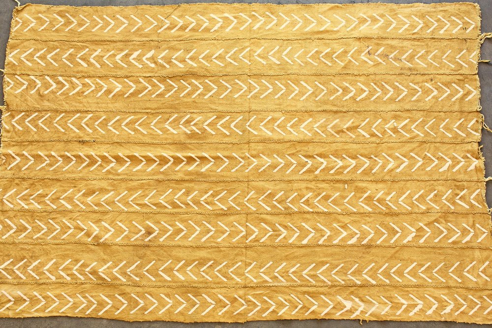 White Chevron on Mustard Mudcloth